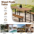 thumbnail image 3 of Ktaxon 6' Wooden Outdoor Folding Patio Camping Picnic Table Set with Bench, Brown, 3 of 9