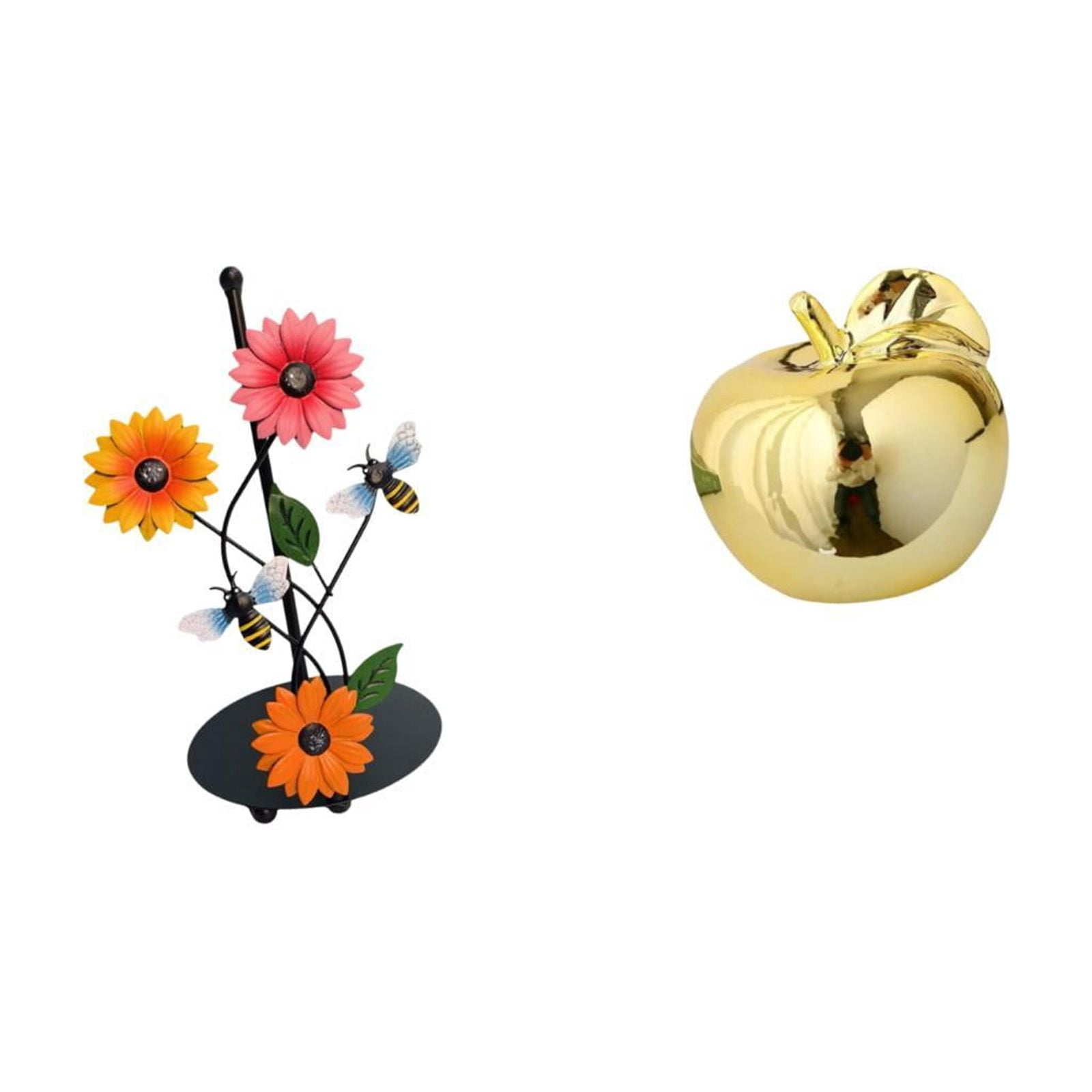 Fiocias Fruit Paper Towel Holder Dispenser with Ceramic Sculpture Figurine Decoration Non Slip Vertical Tissue Rack Ornament for Home Porches Restaurants Offi