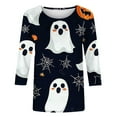 thumbnail image 6 of Hvot&aat Halloween Shirts for Women Funny Cute Ghost Graphic Sweatshirts Halloween Pumpkin/Bat/Spiderweb Prints Loose Casual T-Shirts, 6 of 6