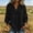 Black, variant on Henley Tops Fall Shirts Ladies' Casual Loose Fashionable Three-quarter Sleeve Button-up V-neck Pullover Top Army Green 3X