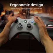 وحدة تحكم للكمبيوتر الشخصي، وحدة تحكم سلكية لجهاز Xbox 360/PC، كابل USB مقاس 71 بوصة/1.8 متر، اهتزاز مزدوج - أبيض