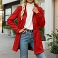 thumbnail image 2 of Arlun Womens Elegant Single Coats Long Sleeve Button down Mid Winter Overcoat Simple Trendy Solid Color Work Office Pea Coats Business Casual Comfy Outwear Red XL, 2 of 6