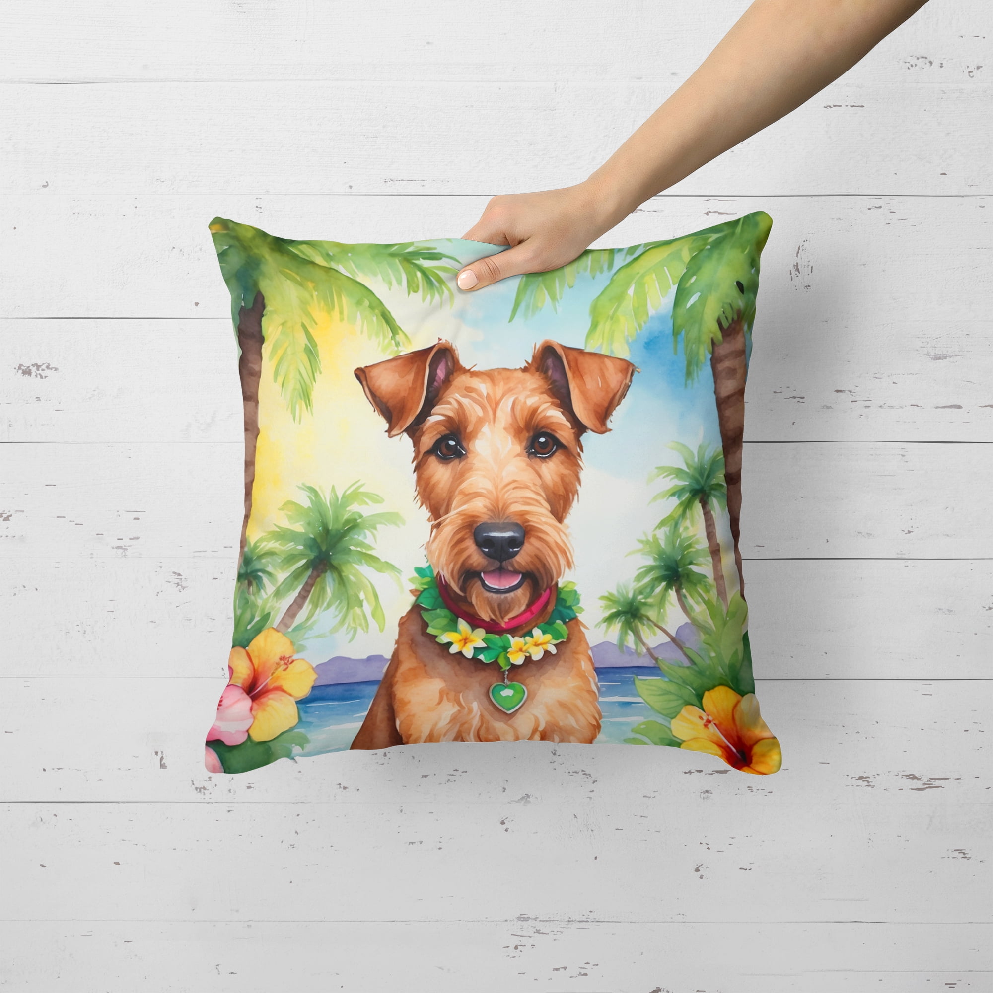 Irish Terrier Luau Throw Pillow 18 in x 18 in