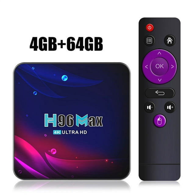 H96 Max Boîtier Tv Intelligent Android V11 Rk3318 Rockchip Wifi Double 2.4g/5g Bt 4.0 Téléviseur Numérique 4k Décodeur
