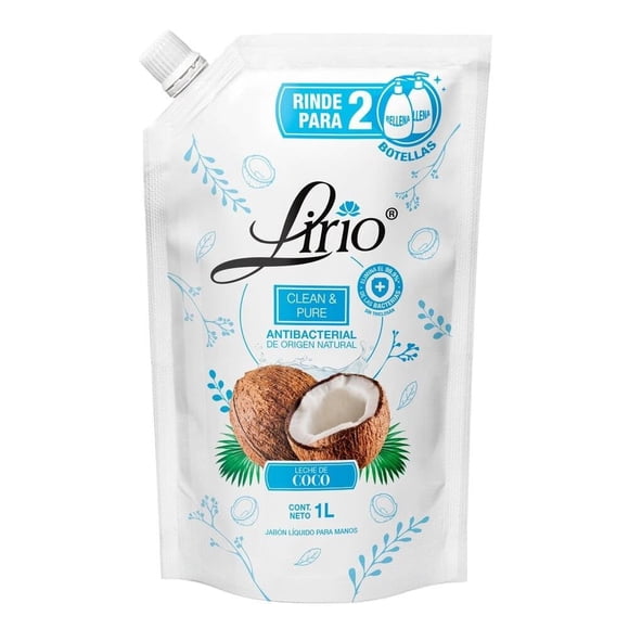 Jabón líquido para manos Lirio clean & pure leche de coco 1 l