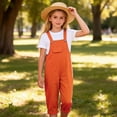 thumbnail image 2 of ZACPNCV Kids Straight Leg Baggy Bib Overalls Boys Girls Adjustable Strap Summer Casual Jumpsuits Cotton Clothes Orange 2-3 Years, 2 of 8