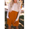 thumbnail image 1 of Women's Orange Pocketed Color Block Patchwork Long Sleeve Top, 1 of 22