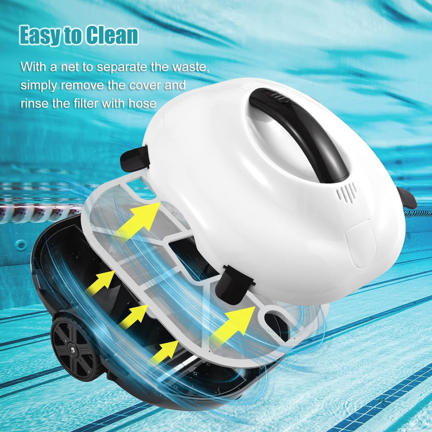 Blossom Robotic Pool Cleaner Cordless 130 Mins Runtime For In-Ground Pools up to 850 Sq Ft