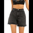 thumbnail image 2 of Pantalones Cortos Vaqueros para Mujer, Informales, de Verano, de Cintura Media, Deshilachados, Elásticos y Rotos. Negro M, 2 of 10