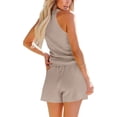 thumbnail image 4 of Women Summer 2 Piece Outfits Knit Halter Tank Top And Shorts Lounge Set, 4 of 6