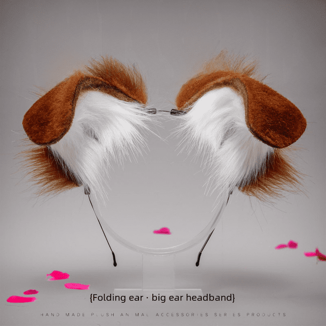 Tocado de orejas de peluche hecho a mano, accesorio para cosplay de vacaciones, diadema con orejas de perro plegables de dálmatas, buen material