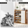 thumbnail image 3 of Zapateros Independiente De 6 Niveles, Organizador De Zapatos De Bambú, Estante para zapatos con cortina, para Sala de Estar, Dormitorio, Recibidor, Vestíbulo y Pasillo, 3 of 4