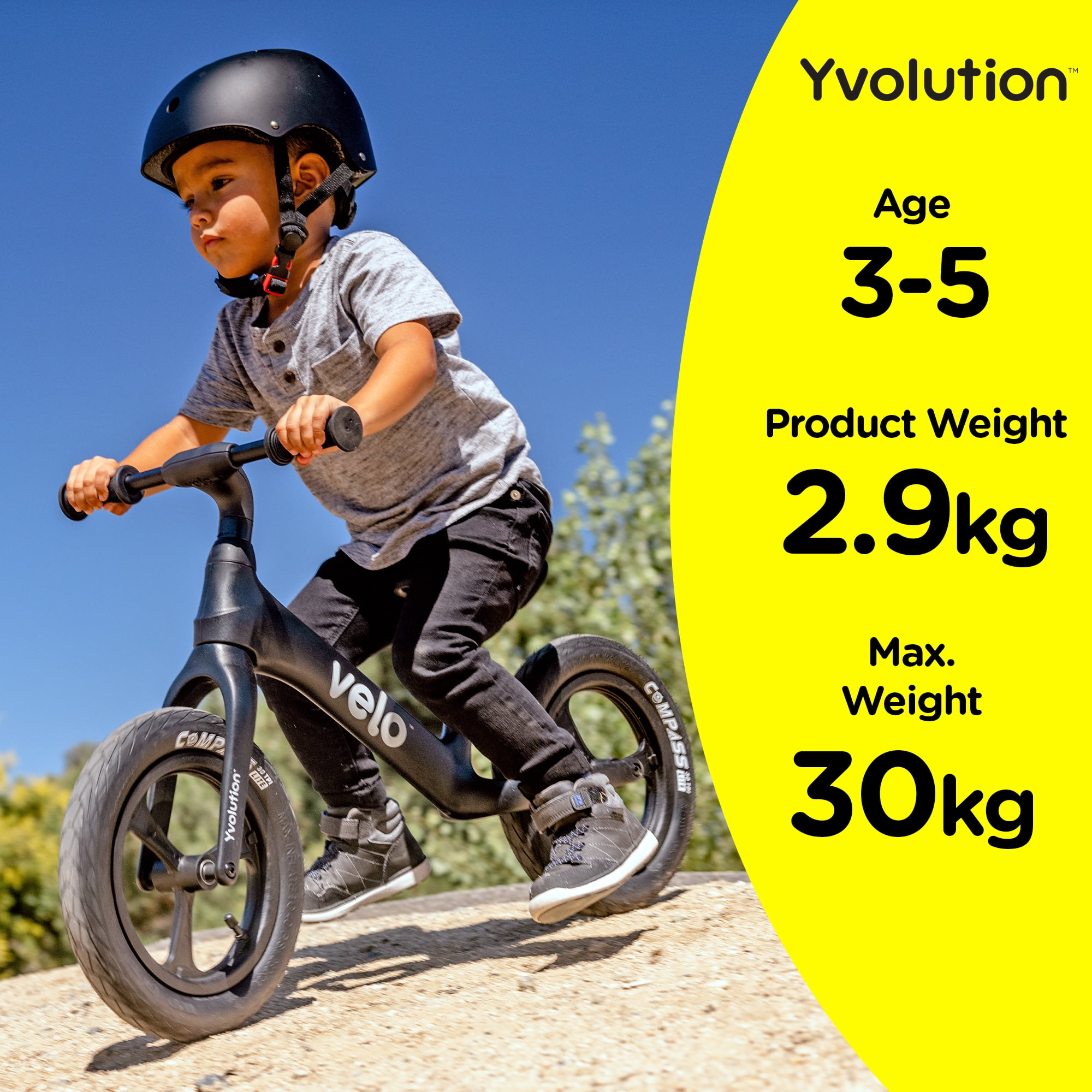 Yvolution Y Velo Pro Kids Balance Bike - Black, Unisex
