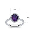 thumbnail image 5 of SuperJeweler 1 1/2 Carat Oval Shape Amethyst and Halo Diamond Ring In Sterling Silver For Women, 5 of 6