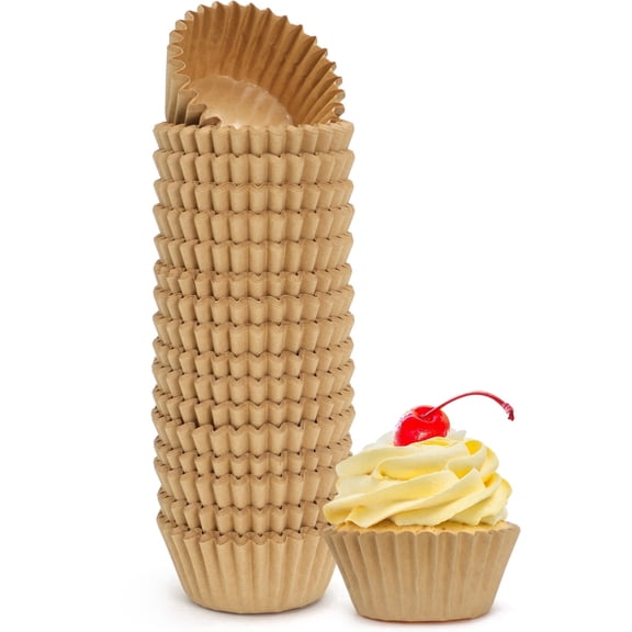 LotFancy 200 Pcs Grease-Resistant Cupcake Liners, Muffin Liners, No Muffin Pan Needed, Brown