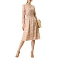 thumbnail image 6 of INSPIRE CHIC Women's Floral Print Swing Long Sleeve V-Neck Midi Dress XS Pink, 6 of 8