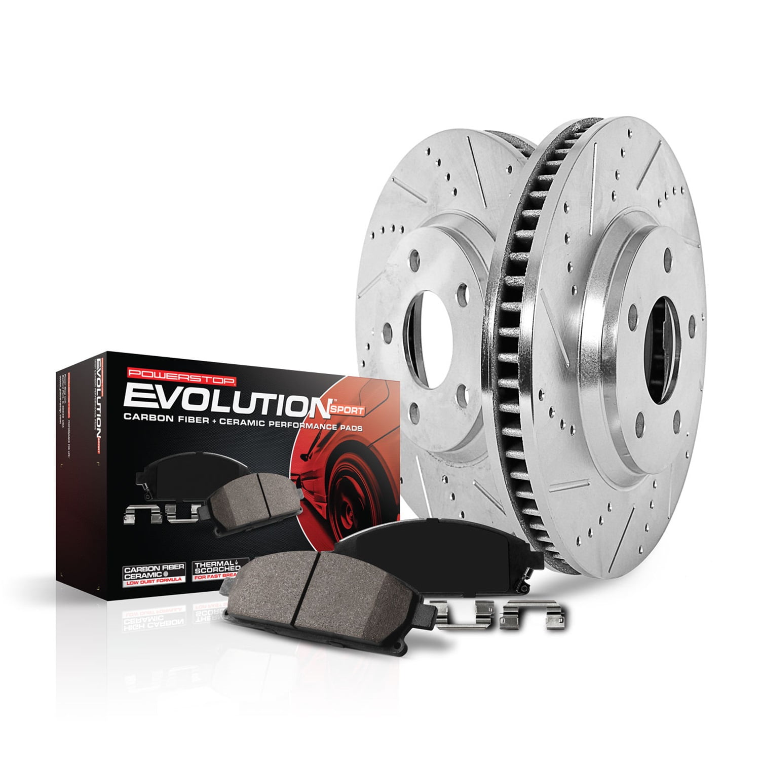 Power Stop K6816 Front Z23 Evolution Kit with Drilled/Slotted Rotors and Ceramic Brake Pads Power Stop K6816 Front Z23 Evolution Kit with Drilled/Slotted Rotors and Ceramic Brake Pads
