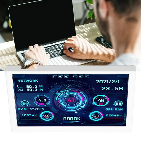 Computer Temp Monitor, Computer CPU Monitor 800x480 Resolution Brightness Adjustable White 5in IPS For Desktop