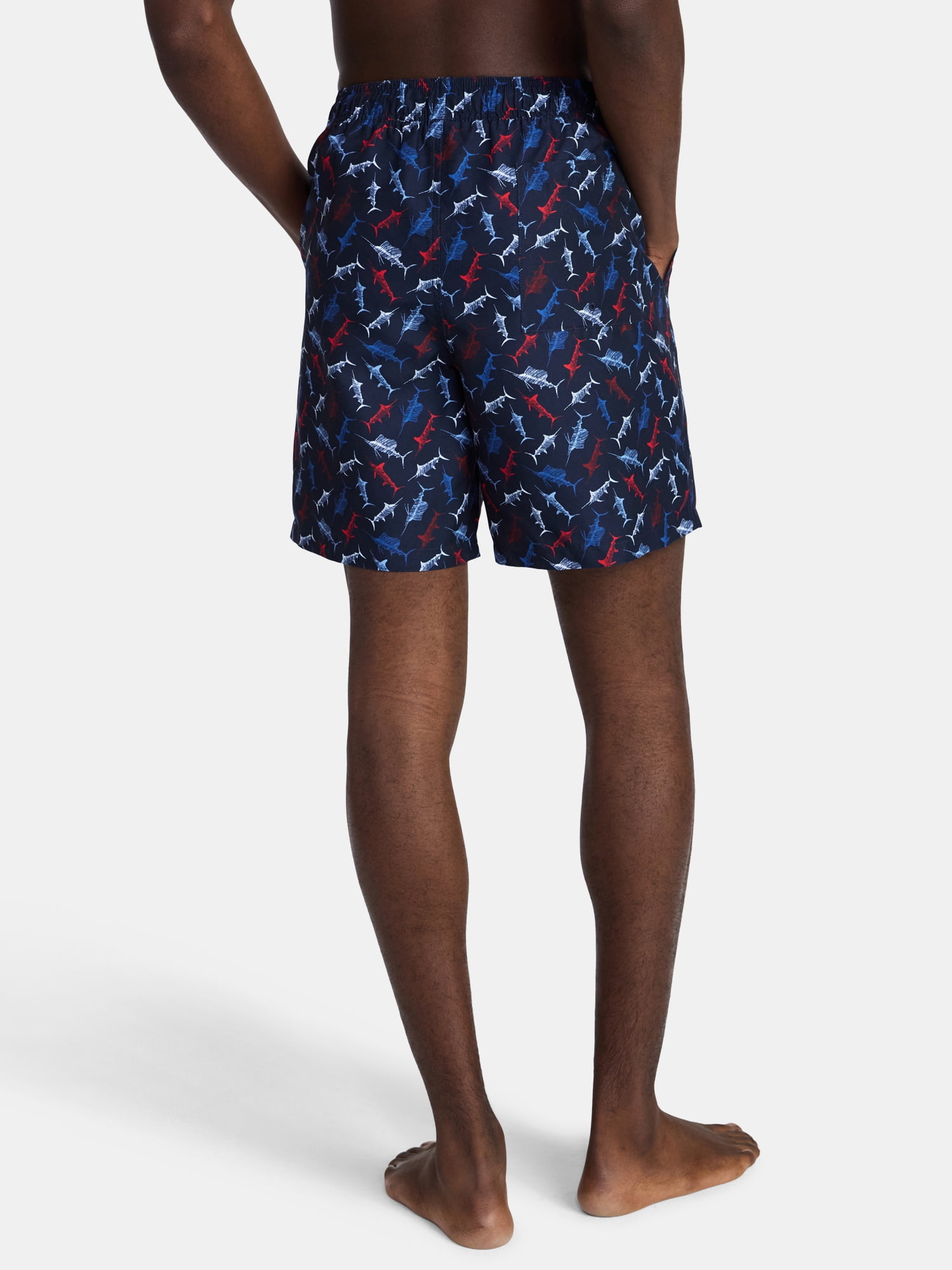 Fourth of July Men's & Big Men's Americana Swim Trunks from Way to Celebrate, 7" Inseam, Sizes S-3XL
