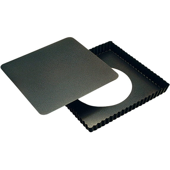 Paderno World Cuisine 9 by 9 Inch Square Fluted Non-Stick Tart Mold with Removable Bottom