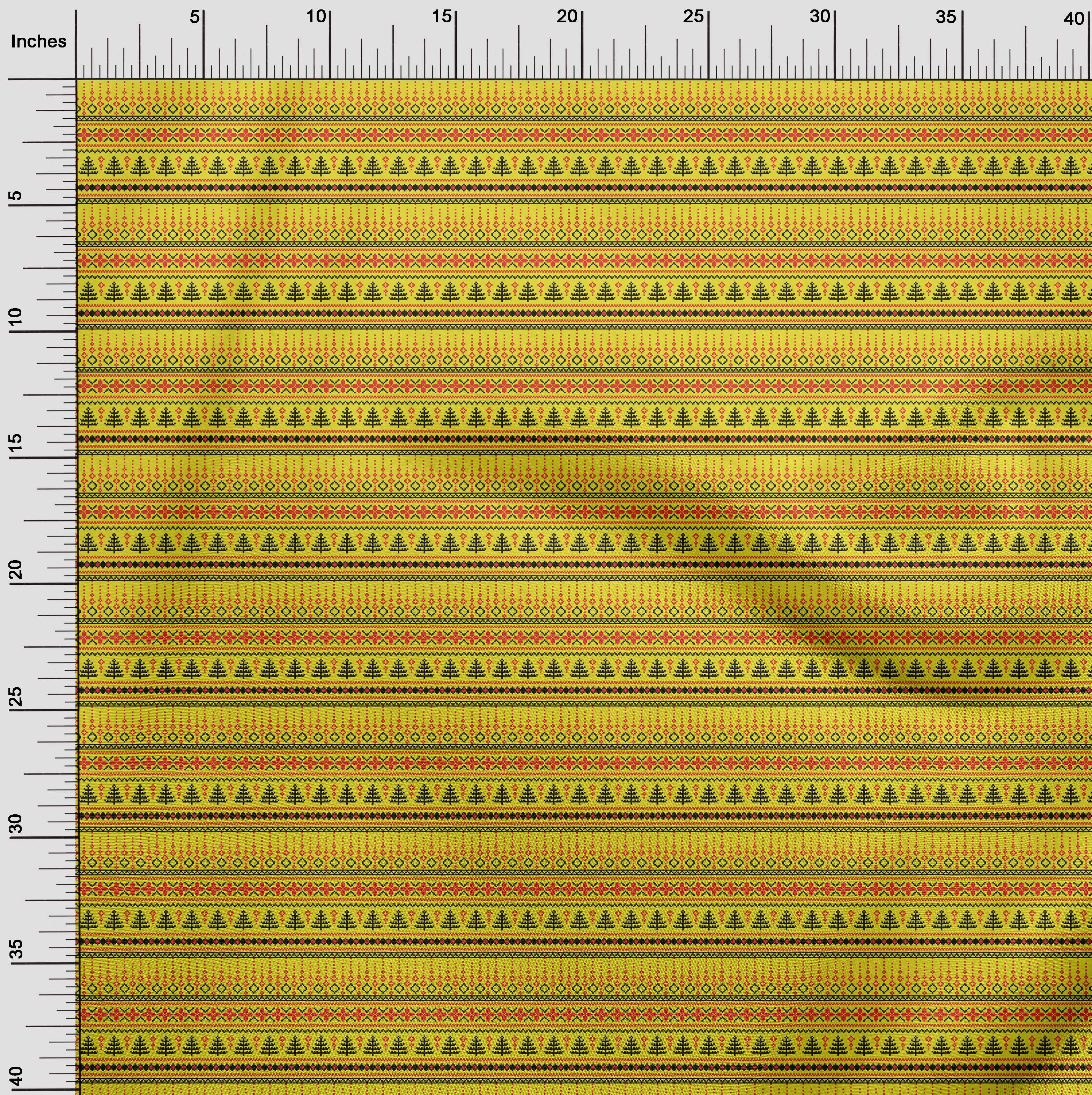 oneOone Rayon Yellow Fabric Merry Christmas Dress Material Fabric Print Fabric By The Yard 56 Inch Wide