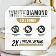 Blue Diamond White 12 Piece Nonstick Aluminum Pot and Pan Cookware Set, Gold