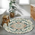 thumbnail image 3 of Round Rugs 3Ft, Green Orange Boho Round Area Rug Washable Indoor Throw Carpet, Abstract Medieval Vintage Ethnic Floral Small Non Slip Circle Rug for Bedroom Living Room Home Decor Aesthetic, 3 of 8