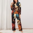 thumbnail image 2 of Lsque Vintage Colorful Flower French Bulldog Pattern Long Sleeve Pajama Set for Women - Soft 2-Piece Sleepwear and Loungewear Set with Pockets, Comfy Nightwear-X-Large, 2 of 7