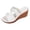 White, variant on Womens Cork Footbed Platform Wedge Dressy Slides Sandals Ladies Bohemian Beach Vintage Casual Leather Chunky High Heels Slip on Dress Summer Shoes Black Size 6