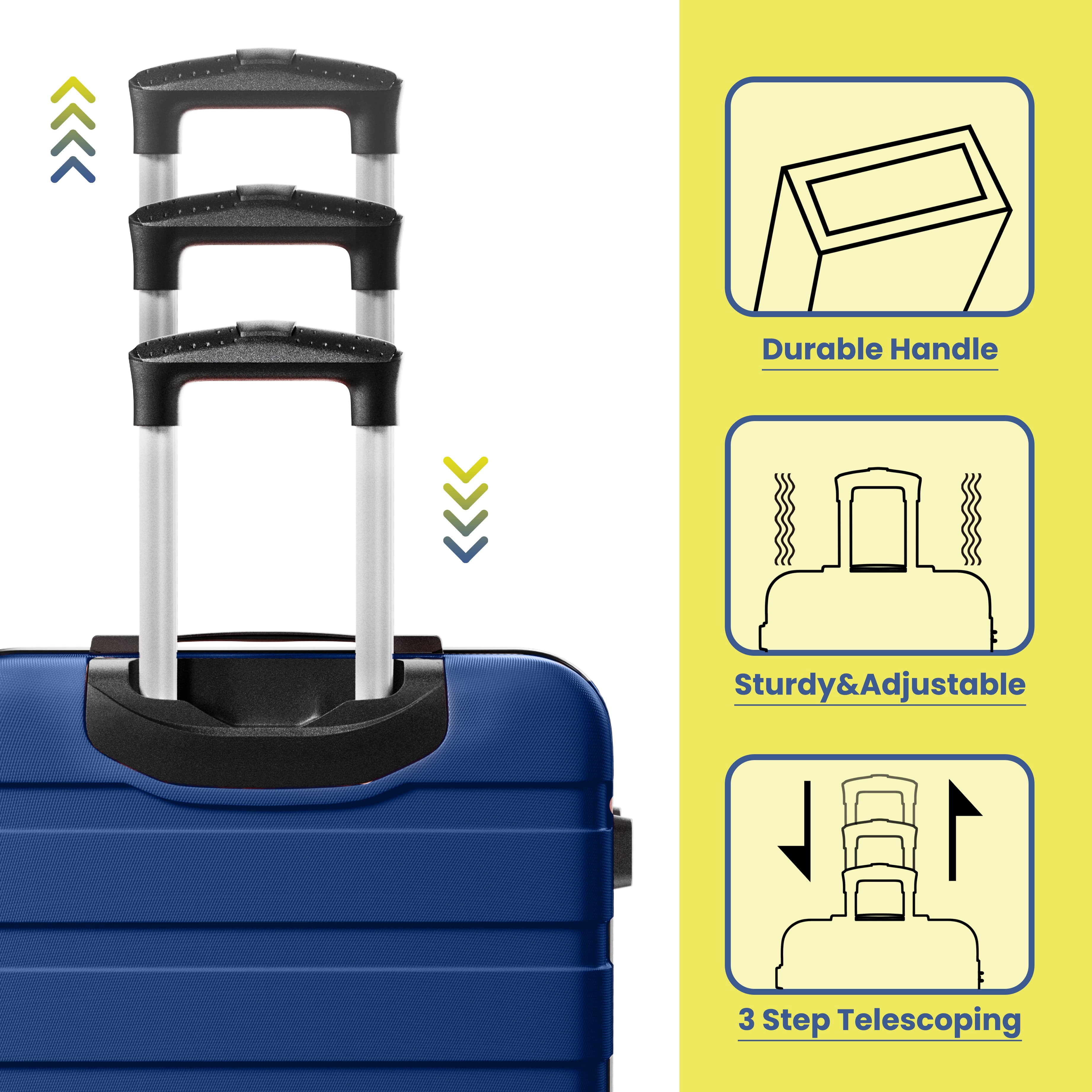 Luggage Set 3 Piece,PC ABS Lightweight Hardside Suitcases with TSA Lock,Carry on luggage with Wheels,DarkBlue