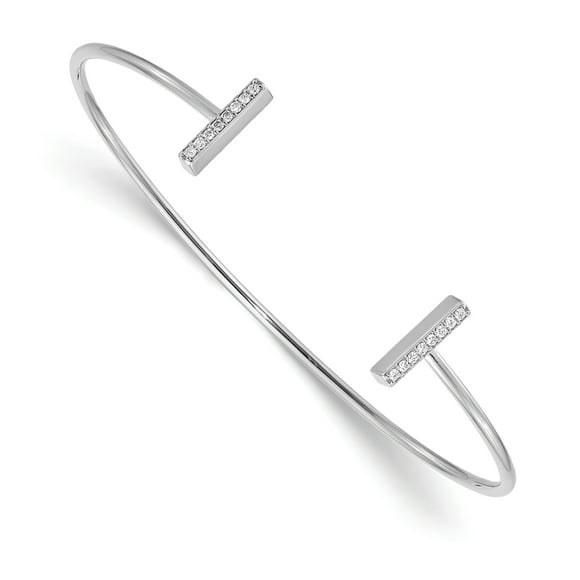 14K White Gold Diamond Bar Bangle