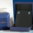 thumbnail image 5 of Gem Stone King 10K Solid Gold Post & Sterling Silver London Blue Topaz and Lab Grown Diamond Halo Earrings for Women | 1.42 Cttw | Gemstone November Birthstone | Oval 6X4MM, 5 of 6