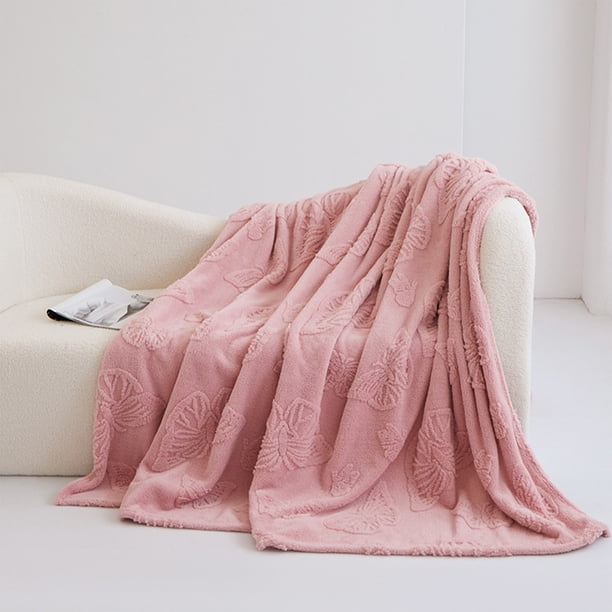 Manta de terciopelo con diseño de mariposas y jacquard dimensional de doble cara | Manta de poliéster suave y acogedora de 150 x 200 cm | Cubrecama para la siesta en la oficina | Manta de viaje pa