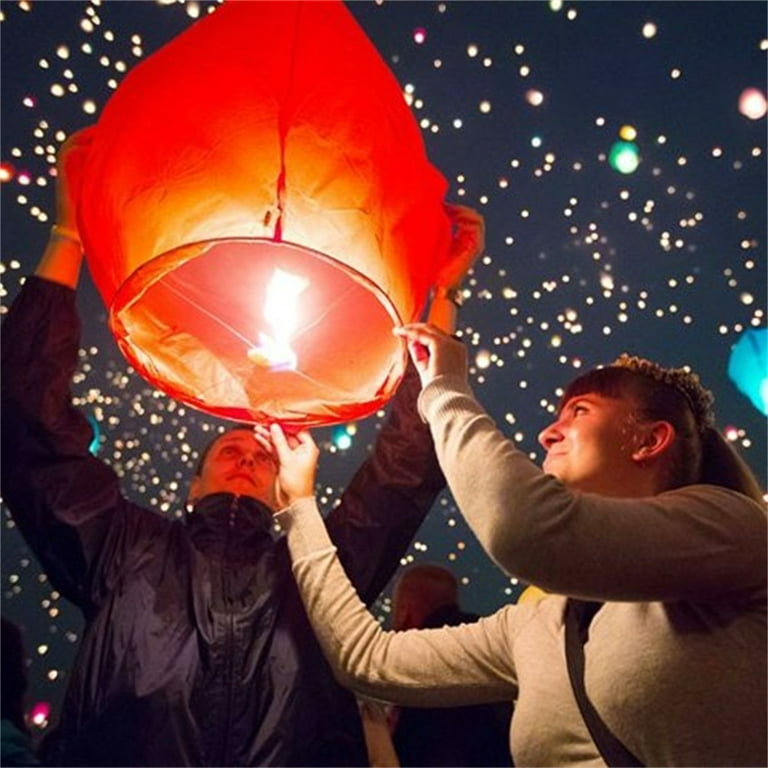 Paper Lanterns Wishing Light Fire Sky Flying Paper Candle Paper Chinese Lanterns for Birthday Wish Party Wedding Decoration-5Pcs