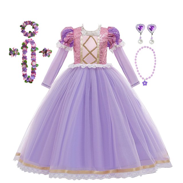 Vestido de Princesa Disney Rapunzel Gao Jinjia para niña Disfraz Fiesta 3T LED
