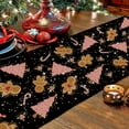 thumbnail image 3 of GAGEC Gingerbread Christmas Decorations Black Table Runner Pink Tree Glitter Xmas Winter Candy Cane Holiday Kitchen Dining Merry Christmas Table Decor 13x108 Inch, 3 of 5