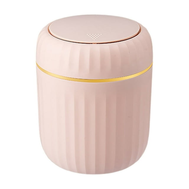 Mini Desktop Trash Can With Lid,5.11x6.49",Plastic Small Trash Can Wastebasket,Push to Open Lid,Small Trash Can Plastic Wastebasket Round Garbage Container Bin for Bathroom, Kitchen, Bedroom