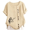 thumbnail image 4 of Gaexia Versatile Girls Summer Tee With Cute Graphic Print Short Sleeve Round Neck Top For Girls Clothes (Beige,11-12 Years), 4 of 4