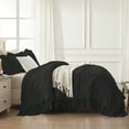 thumbnail image 5 of ANGENIA Queen Comforter Set Black - 3 Pieces Soft Fluffy Ruffle Bedding Comforter Sets for Queen Bed, All Season Farmhouse Lightweight Microfiber Down Alternative Bed Set, 5 of 8