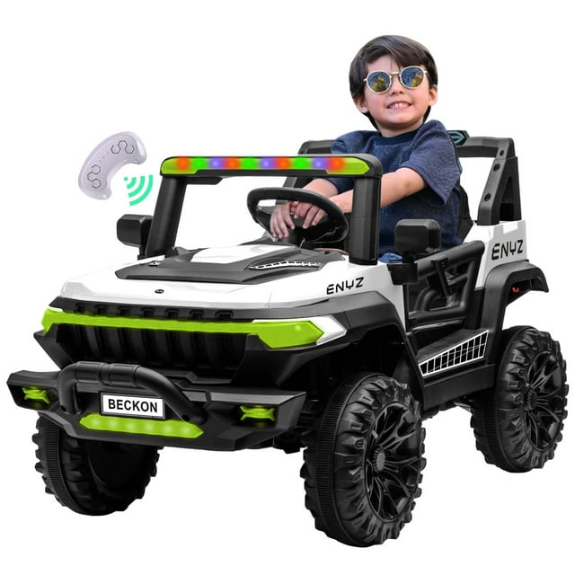 Camioneta Montable Eléctrico Con Control Remoto para niña niño con asientos de piel carro Todo terreno BCX-7 Enyz Led neon y muticolor Música Bluetooth edades de 2 a 5 años