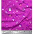 thumbnail image 1 of Soimoi Purple Poly Georgette Fabric Christmas Theme Party Printed Craft Fabric by the Yard 42 Inch Wide, 1 of 3