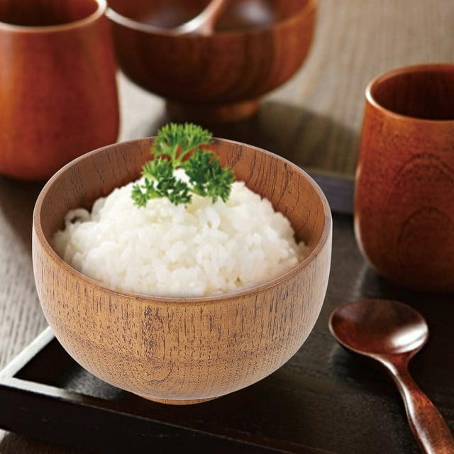Bol en Bois, Bol à Riz à Texture Délicate Résistant à la Chaleur pour Salade, Soupe, Riz