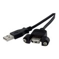 thumbnail image 1 of StarTech.com 1 ft Panel Mount USB Cable A to A - F/M - USB extension cable - USB (M) to USB (F) - USB 2.0 - 1 ft - molded, thumbscrews - black - USBPNLAFAM1 - USB extension cable - USB (M) to USB (F) - USB 2.0 - 1 ft - molded, thumbscrews - black - for P/N: UUSBOTG, 1 of 2