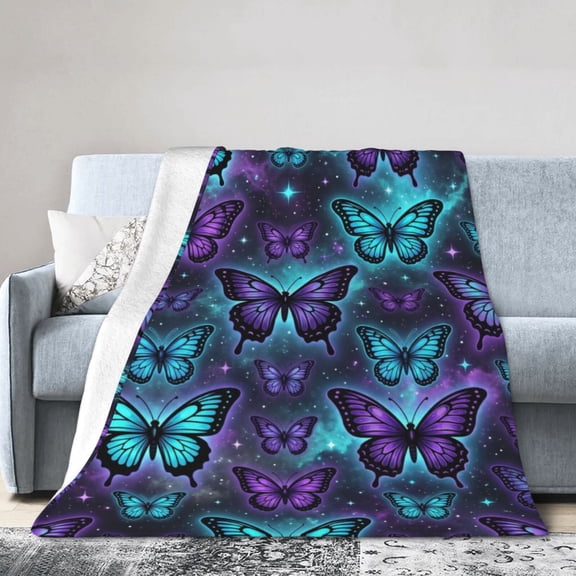Butterfly Throw Blanket, Ultra Soft Flannel Blanket, Warm Cozy All Season Throw for Sofa, Couch, Chairs and Bed 50x40