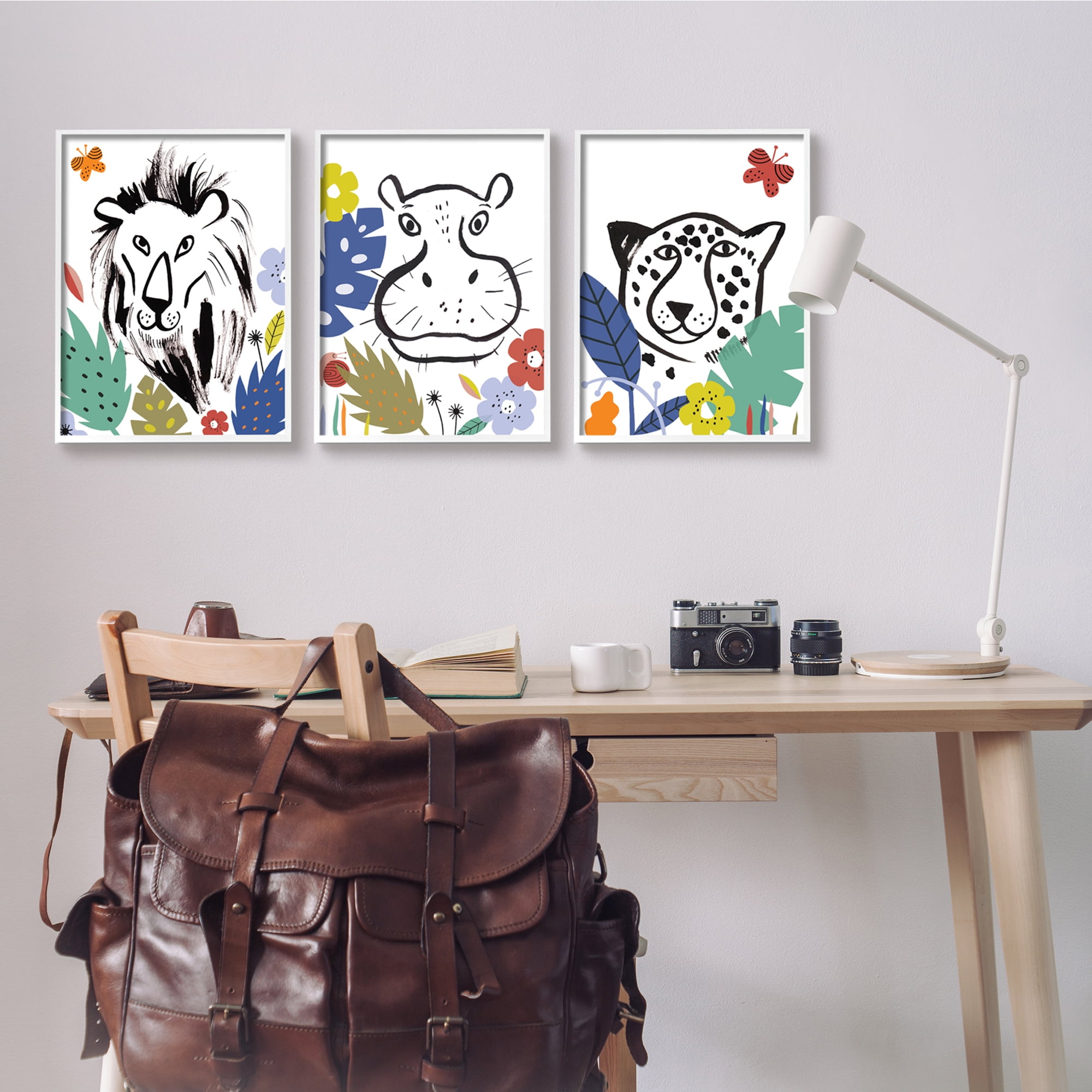 Stupell Industries Jungle Animal Kingdom Colorful Kids Pet Illustration,16 x 20, Design by Abi Hall