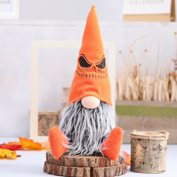 Yidarton Halloween Sitting Faceless Doll Holiday Decoration Props Halloween Gift Orange