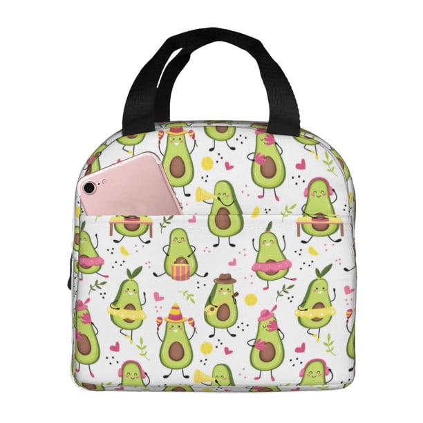 Easygdp Avocado Playing Music Bolsa Térmica Premium - Tela Oxford Impermeable, Gran Capacidad, Bolsillo Frontal, Unisex para Trabajo, Escuela, Actividades al Aire Libre y Picnics