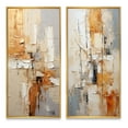 thumbnail image 2 of Designart "Beige Grey Geometric composition II" Abstract Collages Framed Wall Art Set Of 2 - Beige Abstract Framed Canvas Set For Living Room Decor, 2 of 7