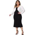 thumbnail image 3 of Unique Bargains Women Plus Size Long Sleeve Elegant Cropped Cardigans Shrugs Bolero 1X White, 3 of 6