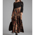 thumbnail image 2 of Toamir Autumn And Winter New Women V-Neck Long Skirt New Contrast Color V-Neck Long Sleeve Woolen Splicing Large Swing Dress for Women, 2 of 6